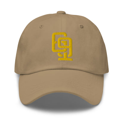 "619" Classic Dad Hat | Yupoong 6245CM | E Luna Brand ESSENTIAL Duocrest 2 Gold Thread Logos: Front & Left