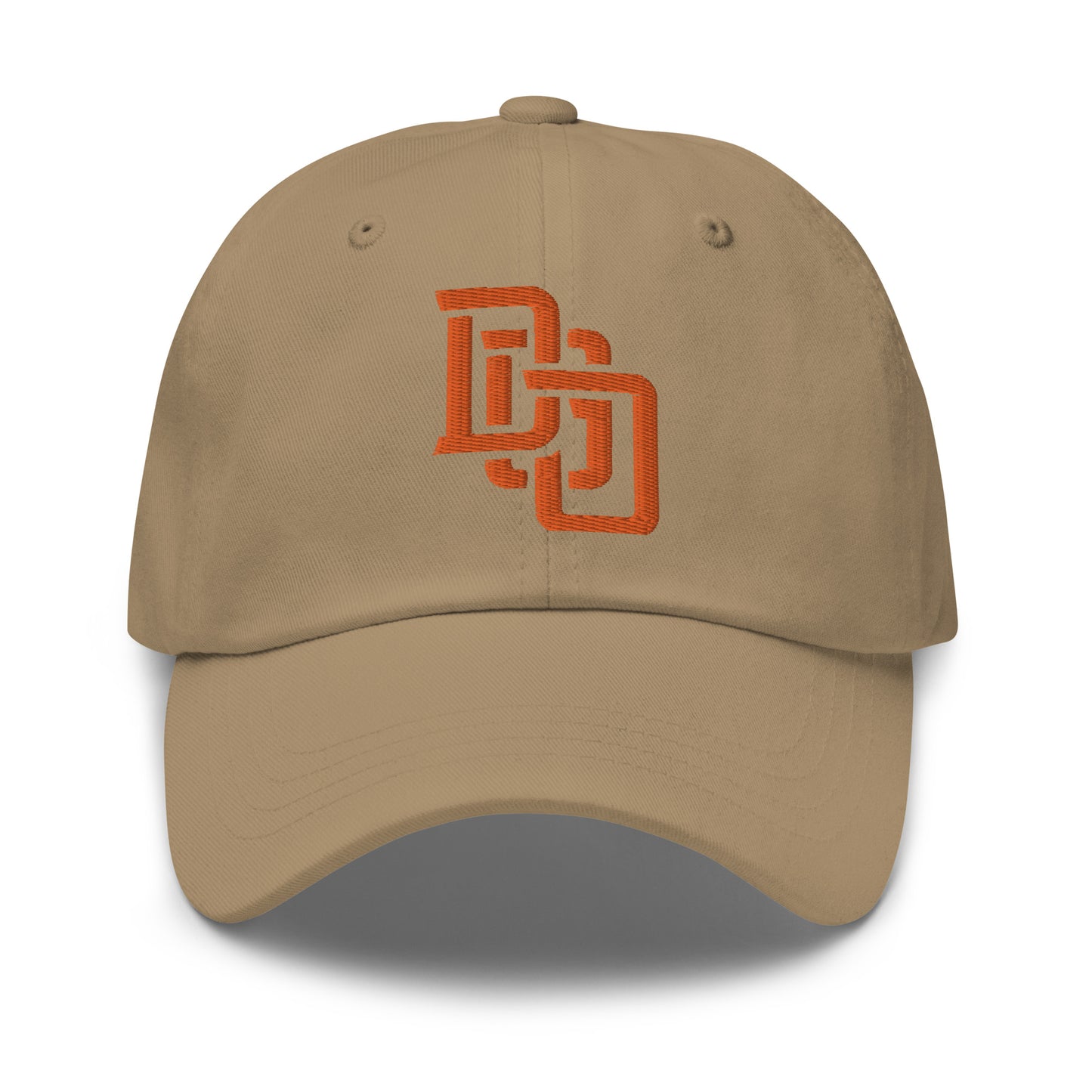 "DGO" Classic Dad Hat | Yupoong 6245CM | E Luna SELECT Tricrest 3 Orange Thread Front, Left Side & Back Logos