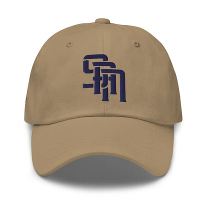 "SAN" Classic Dad Hat | Yupoong 6245CM | E Luna Brand PREMIUM Quadcrest 4 Navy Thread Logos: Front, Left, Right Signature & Back [3D Puff Edition]