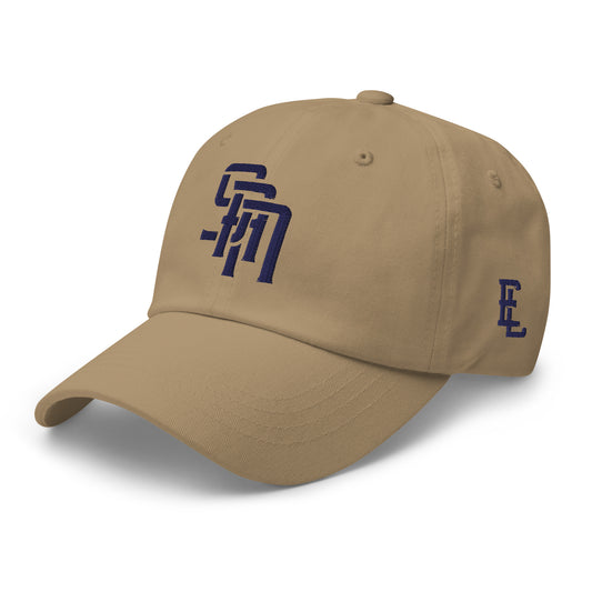 "SAN" Classic Dad Hat | Yupoong 6245CM | E Luna Brand SELECT Tricrest 3 Navy Thread Logos: Front, Left & Back [3D Puff Edition]