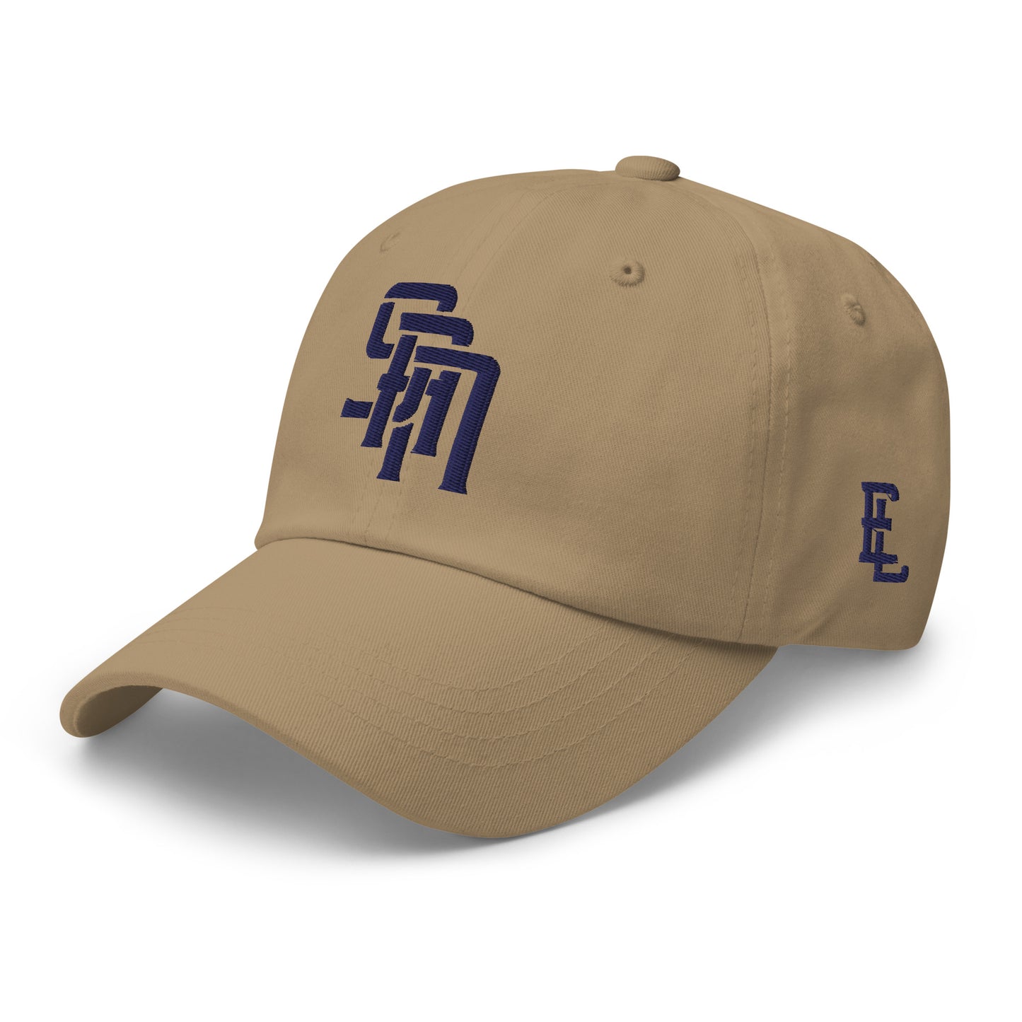 "SAN" Classic Dad Hat | Yupoong 6245CM | E Luna Brand PREMIUM Quadcrest 4 Navy Thread Logos: Front, Left, Right Signature & Back [3D Puff Edition]