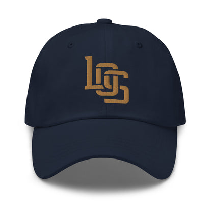 "LOS" Classic Dad Hat | Yupoong 6245CM | E Luna SELECT Tricrest 3 Old Gold Thread Front, Left Side & Back Logos