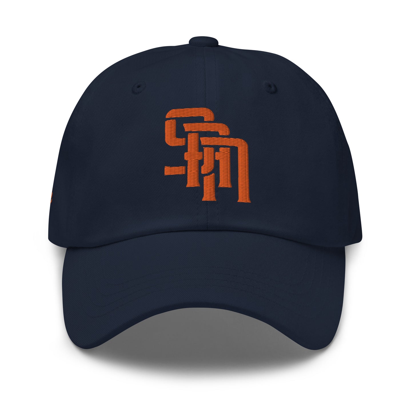 "SAN" Classic Dad Hat | Yupoong 6245CM | E Luna Brand PREMIUM Quadcrest 4 Orange Thread Logos: Front, Left, Right Signature & Back [3D Puff Edition]