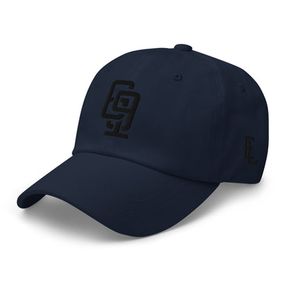 "619" Classic Dad Hat | Yupoong 6245CM | E Luna Brand ESSENTIAL Duocrest 2 Black Thread Logos: Front & Left