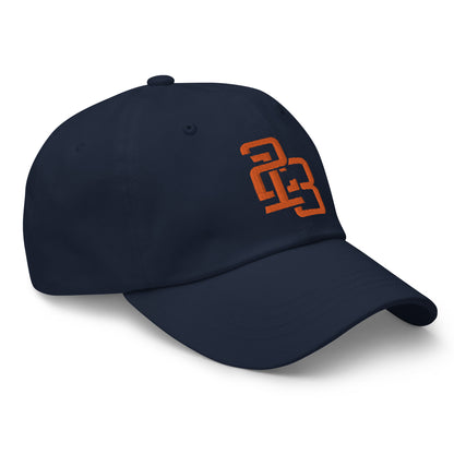 "213" Classic Dad Hat | Yupoong 6245CM | E Luna SELECT Tricrest 3 Orange Thread Front, Left Side & Back Logos