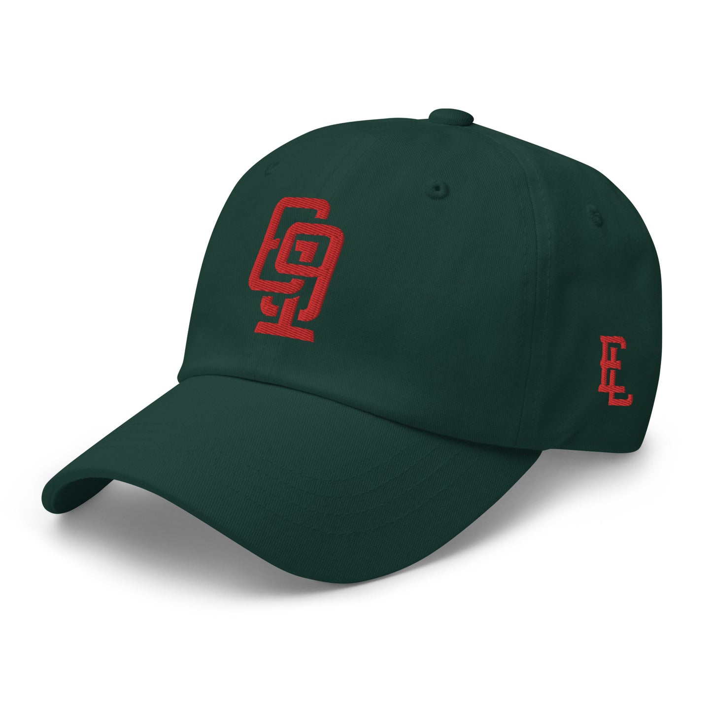 "619" Classic Dad Hat | Yupoong 6245CM | E Luna SELECT Tricrest 3 Red Thread Front, Left Side & Back Logos