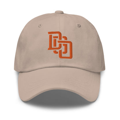 "DGO" Classic Dad Hat | Yupoong 6245CM | E Luna SELECT Tricrest 3 Orange Thread Front, Left Side & Back Logos