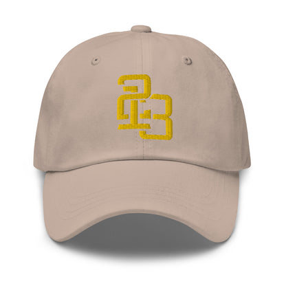 "213" Classic Dad Hat | Yupoong 6245CM | E Luna SELECT Tricrest 3 Gold Thread Front, Left Side & Back Logos