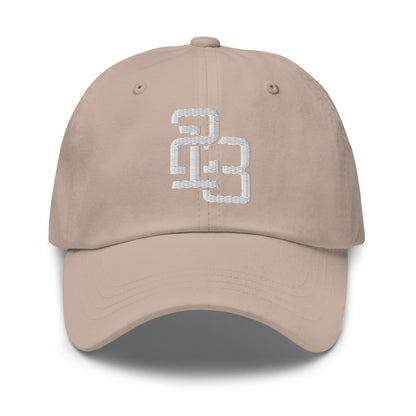 "213" Classic Dad Hat | Yupoong 6245CM | E Luna SELECT Tricrest 3 White Thread Front, Left Side & Back Logos