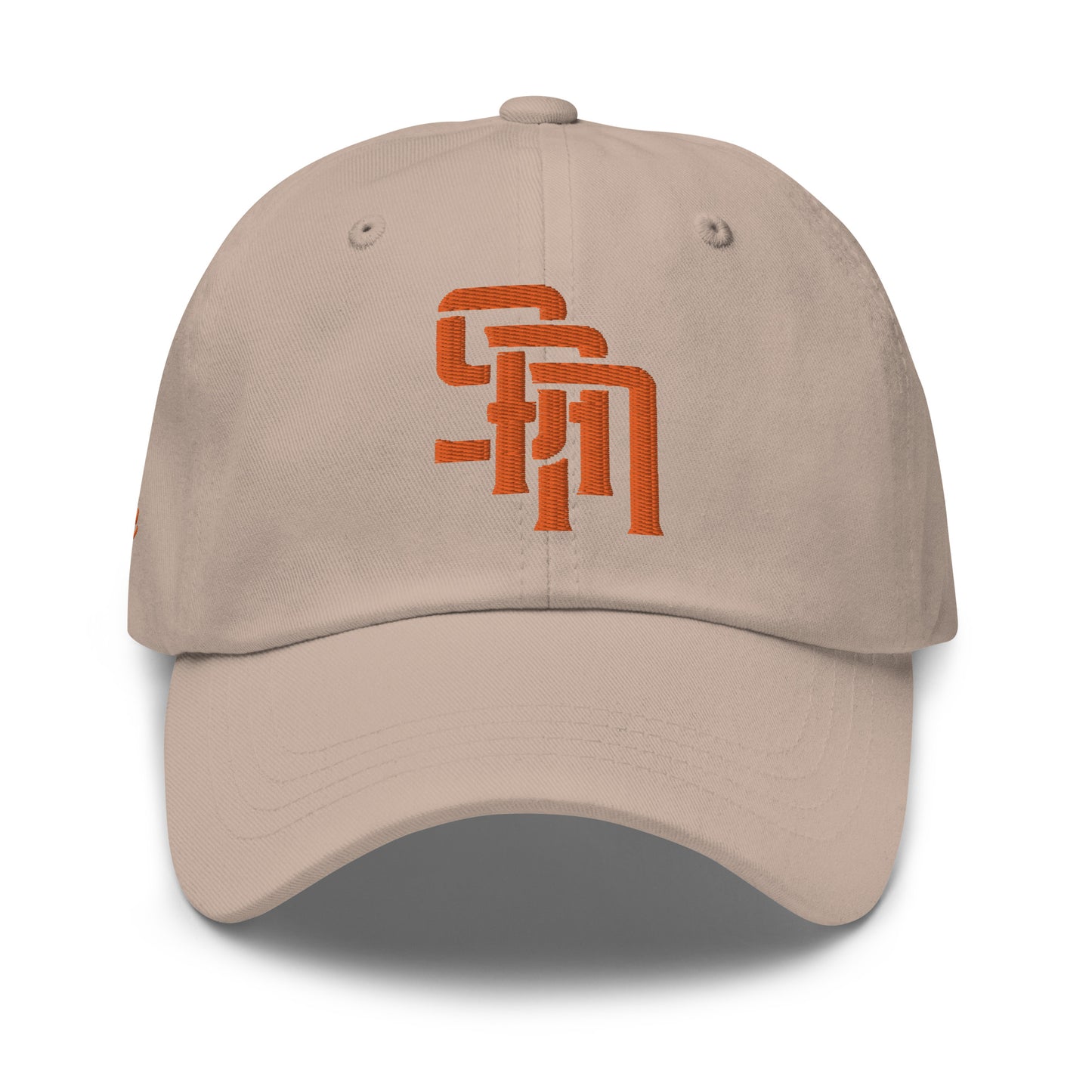 "SAN" Classic Dad Hat | Yupoong 6245CM | E Luna Brand PREMIUM Quadcrest 4 Orange Thread Logos: Front, Left, Right Signature & Back [3D Puff Edition]