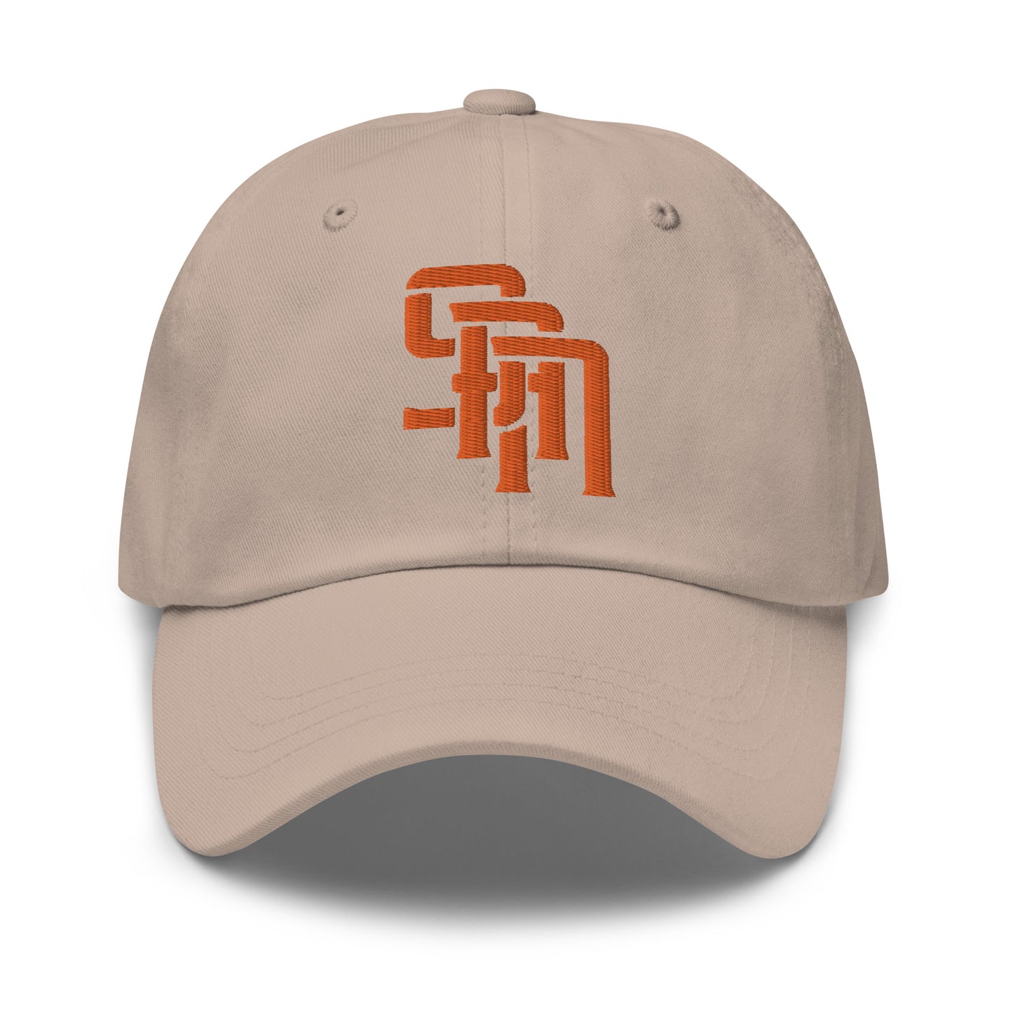 "SAN" Classic Dad Hat | Yupoong 6245CM | E Luna Brand SELECT Tricrest 3 Orange Thread Logos: Front, Left & Back [3D Puff Edition]