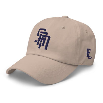 "SAN" Classic Dad Hat | Yupoong 6245CM | E Luna Brand PREMIUM Quadcrest 4 Navy Thread Logos: Front, Left, Right Signature & Back [3D Puff Edition]