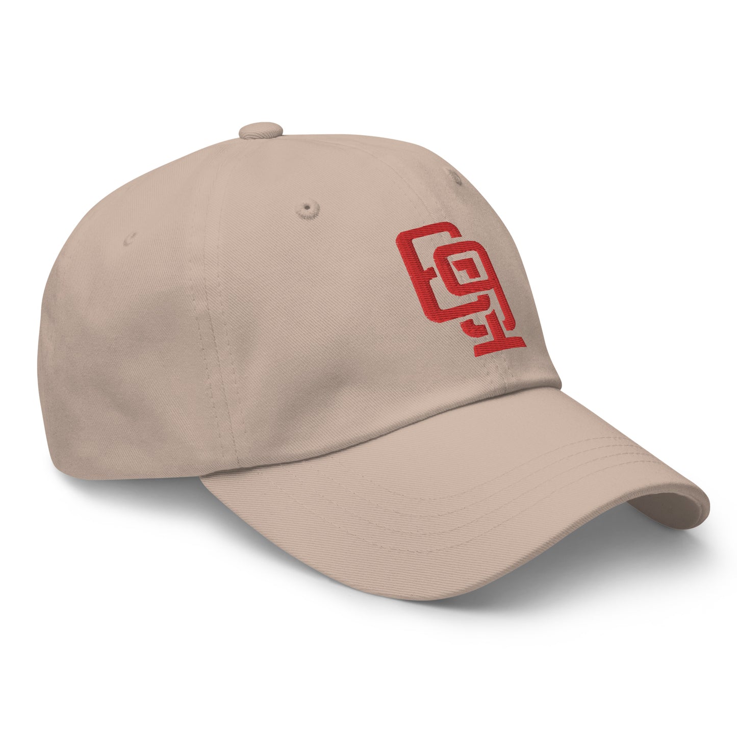 "619" Classic Dad Hat | Yupoong 6245CM | E Luna SELECT Tricrest 3 Red Thread Front, Left Side & Back Logos