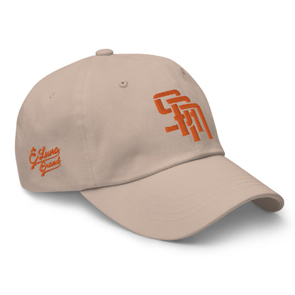 "SAN" Classic Dad Hat | Yupoong 6245CM | E Luna Brand PREMIUM Quadcrest 4 Orange Thread Logos: Front, Left, Right Signature & Back [3D Puff Edition]