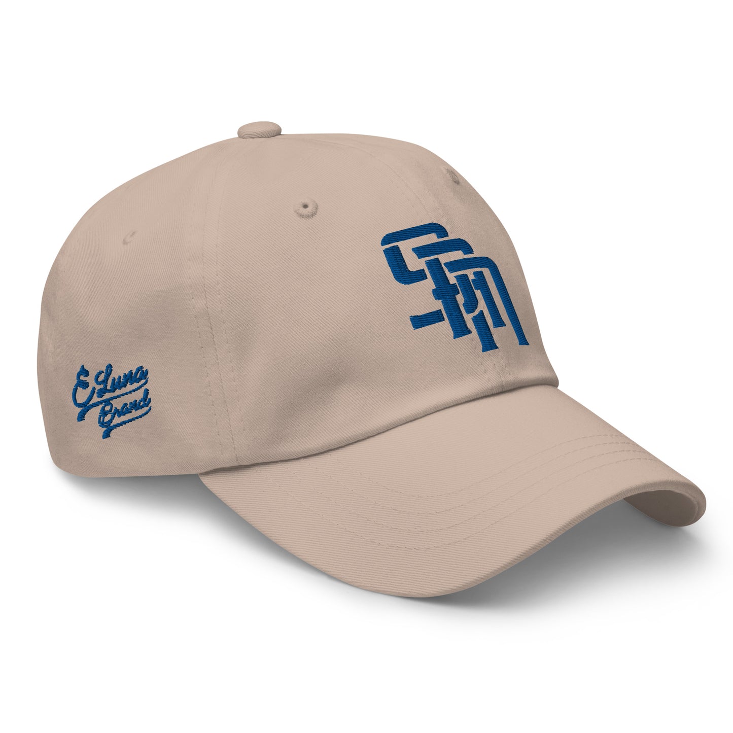 "SAN" Classic Dad Hat | Yupoong 6245CM | E Luna Brand PREMIUM Quadcrest 4 Royal Thread Logos: Front, Left, Right Signature & Back [3D Puff Edition]