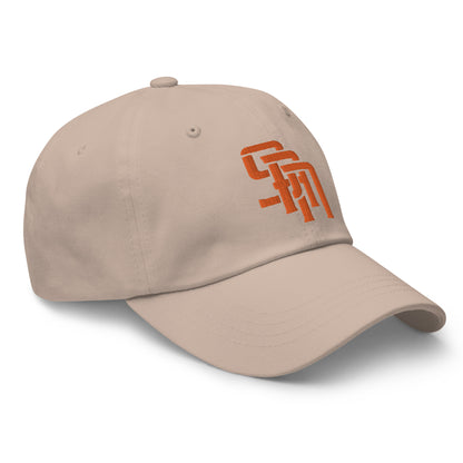 "SAN" Classic Dad Hat | Yupoong 6245CM | E Luna Brand SELECT Tricrest 3 Orange Thread Logos: Front, Left & Back [3D Puff Edition]