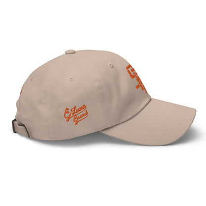 "SAN" Classic Dad Hat | Yupoong 6245CM | E Luna Brand PREMIUM Quadcrest 4 Orange Thread Logos: Front, Left, Right Signature & Back [3D Puff Edition]