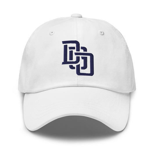 "DGO" Classic Dad Hat | E Luna Brand ESSENTIAL | 2 Navy Thread Logos | 3D Puff Edition