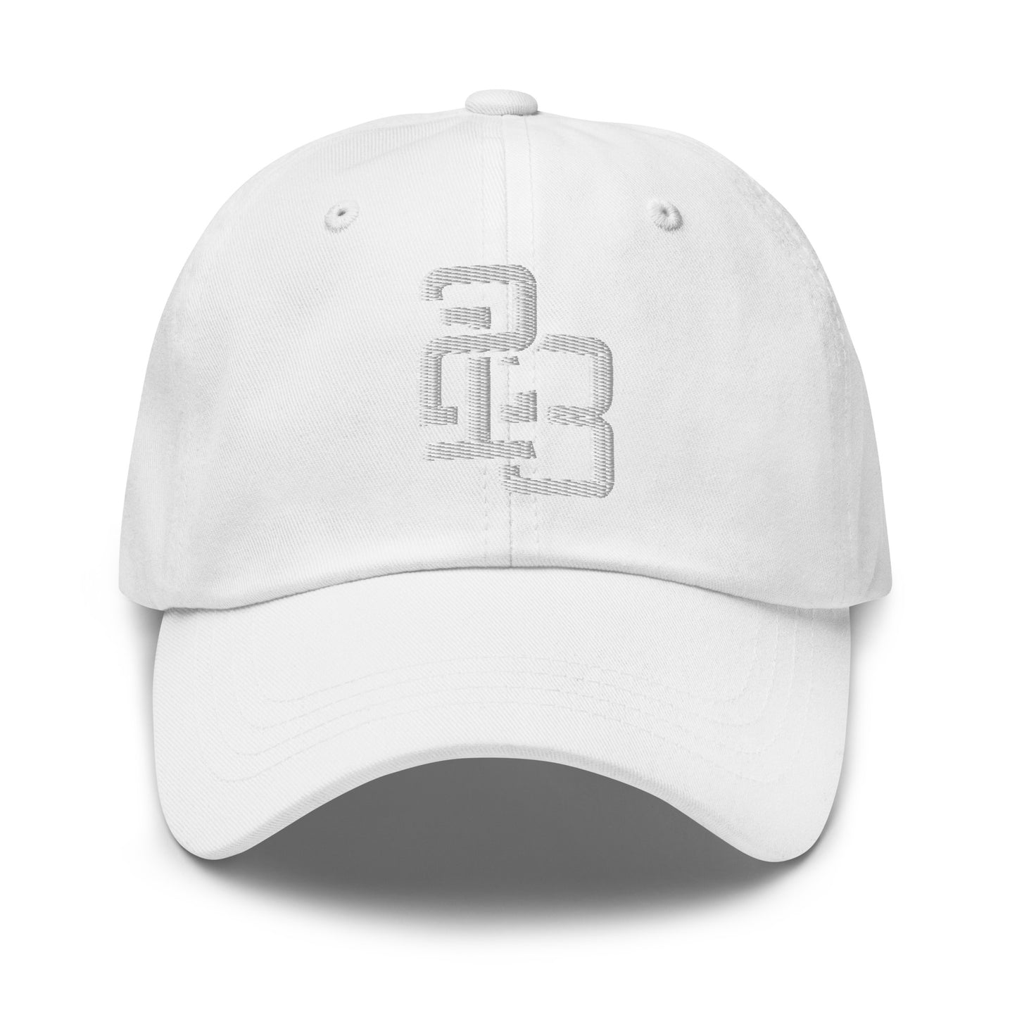 "213" Classic Dad Hat | Yupoong 6245CM | E Luna SELECT Tricrest 3 White Thread Front, Left Side & Back Logos