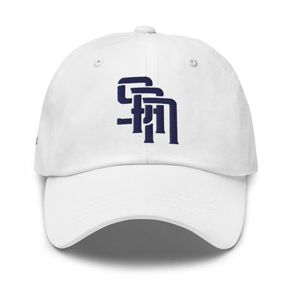 "SAN" Classic Dad Hat | Yupoong 6245CM | E Luna Brand PREMIUM Quadcrest 4 Navy Thread Logos: Front, Left, Right Signature & Back [3D Puff Edition]