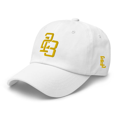 "213" Classic Dad Hat | Yupoong 6245CM | E Luna SELECT Tricrest 3 Gold Thread Front, Left Side & Back Logos