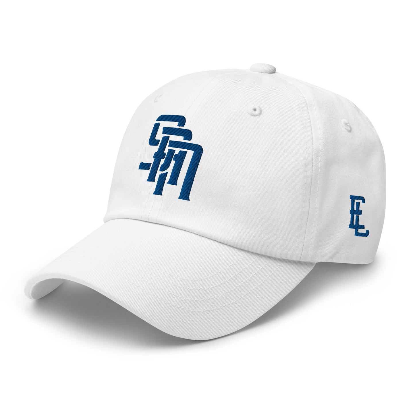 "SAN" Classic Dad Hat | Yupoong 6245CM | E Luna Brand PREMIUM Quadcrest 4 Royal Thread Logos: Front, Left, Right Signature & Back [3D Puff Edition]