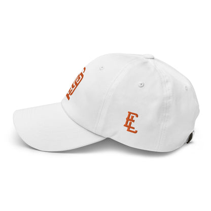 "619" Classic Dad Hat | Yupoong 6245CM | E Luna Brand ESSENTIAL Duocrest 2 Orange Thread Logos: Front & Left
