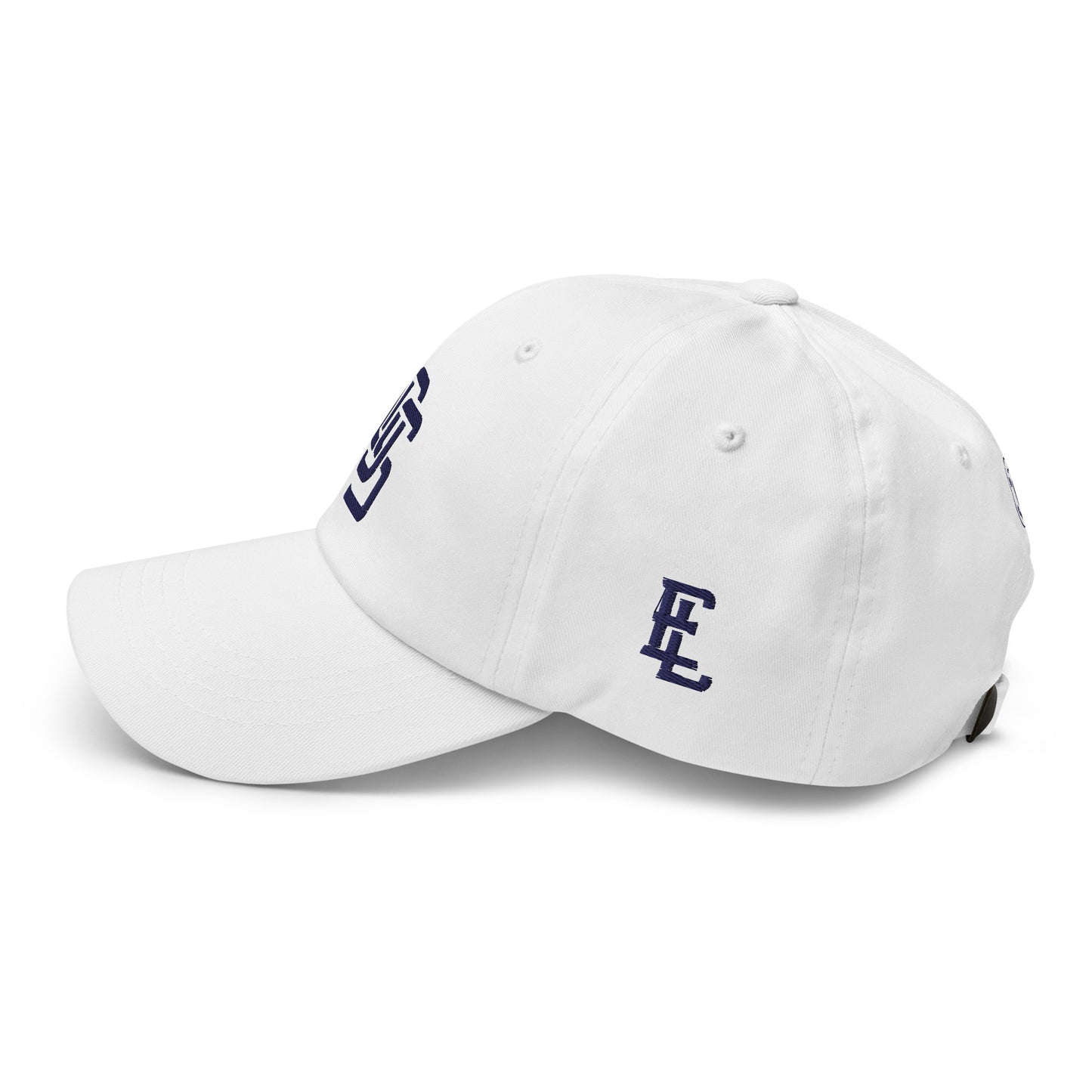 "LOS" Classic Dad Hat | Yupoong 6245CM | E Luna SELECT Tricrest 3 Navy Thread Front, Left Side & Back Logos