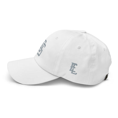 "LOS" Classic Dad Hat | Yupoong 6245CM | E Luna SELECT Tricrest 3 Grey Thread Front, Left Side & Back Logos