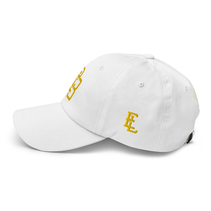 "213" Classic Dad Hat | Yupoong 6245CM | E Luna SELECT Tricrest 3 Gold Thread Front, Left Side & Back Logos