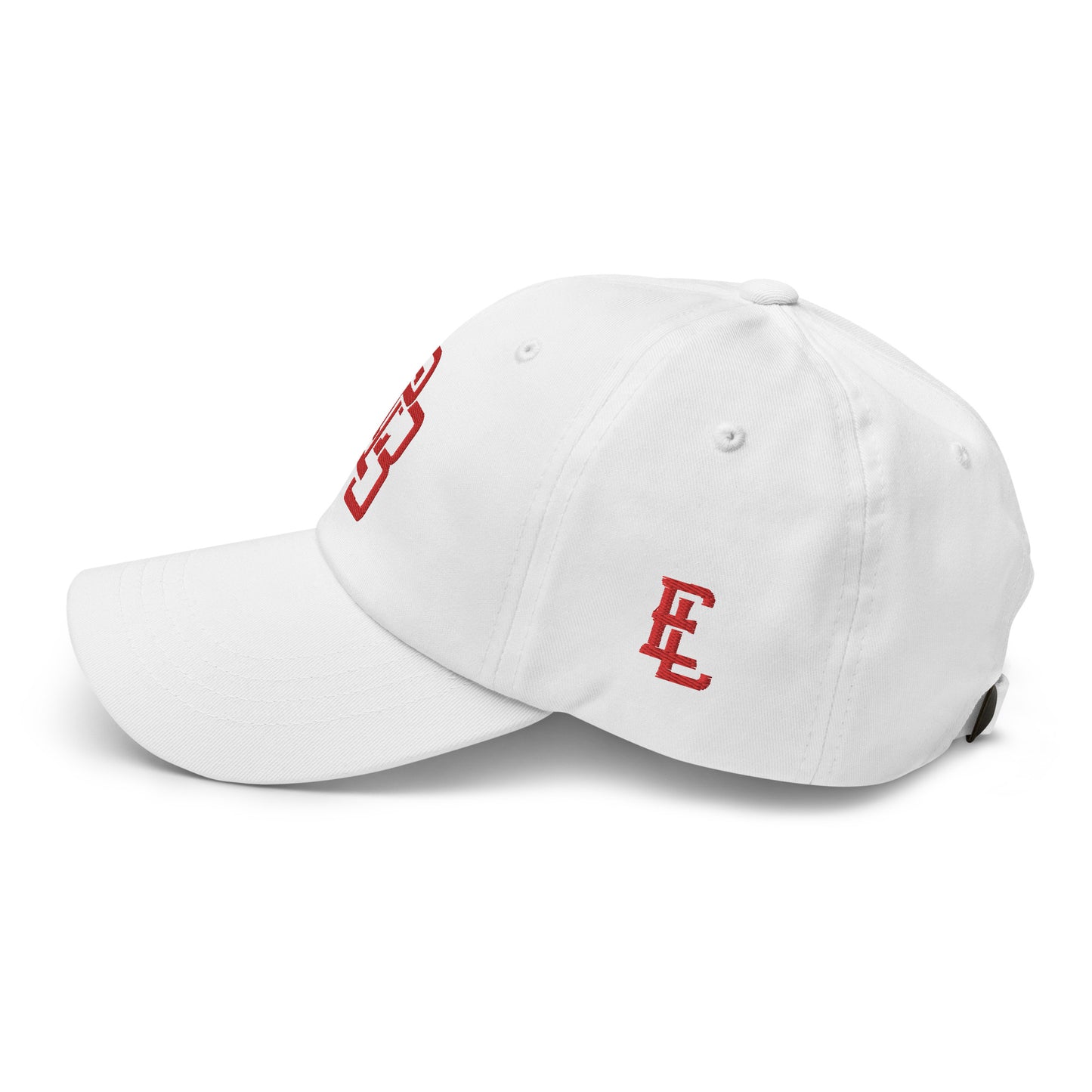 "213" Classic Dad Hat | Yupoong 6245CM | E Luna ESSENTIAL Duocrest 2 Red Thread Front & Left Side Logos