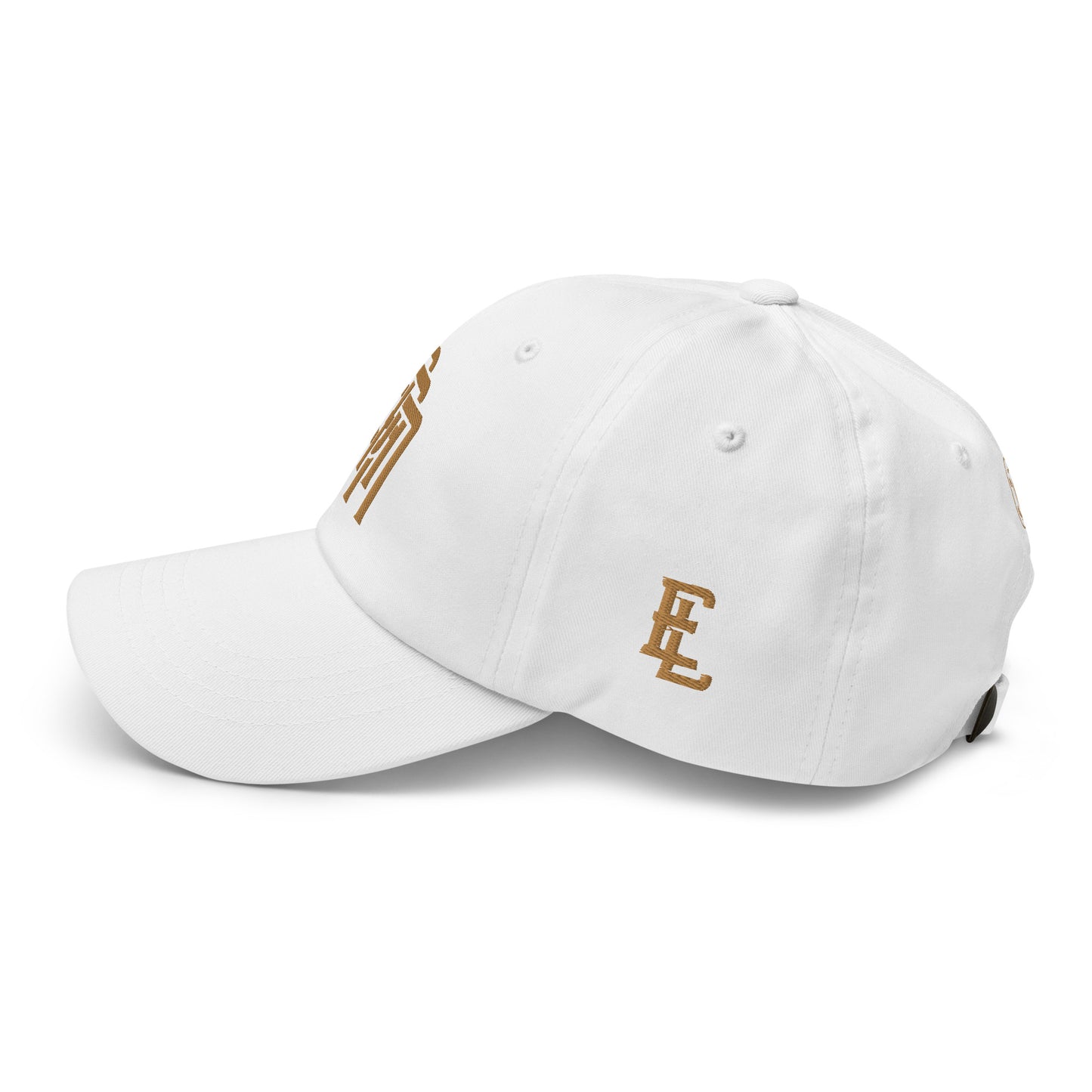 "SAN" Classic Dad Hat | Yupoong 6245CM | E Luna Brand SELECT Tricrest 3 Old Gold Thread Logos: Front, Left & Back [3D Puff Edition]