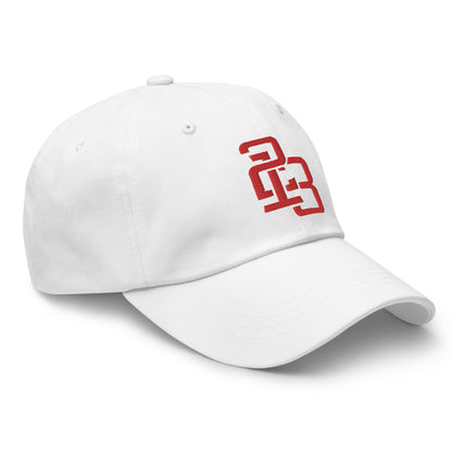 "213" Classic Dad Hat | Yupoong 6245CM | E Luna SELECT Tricrest 3 Red Thread Front, Left Side & Back Logos