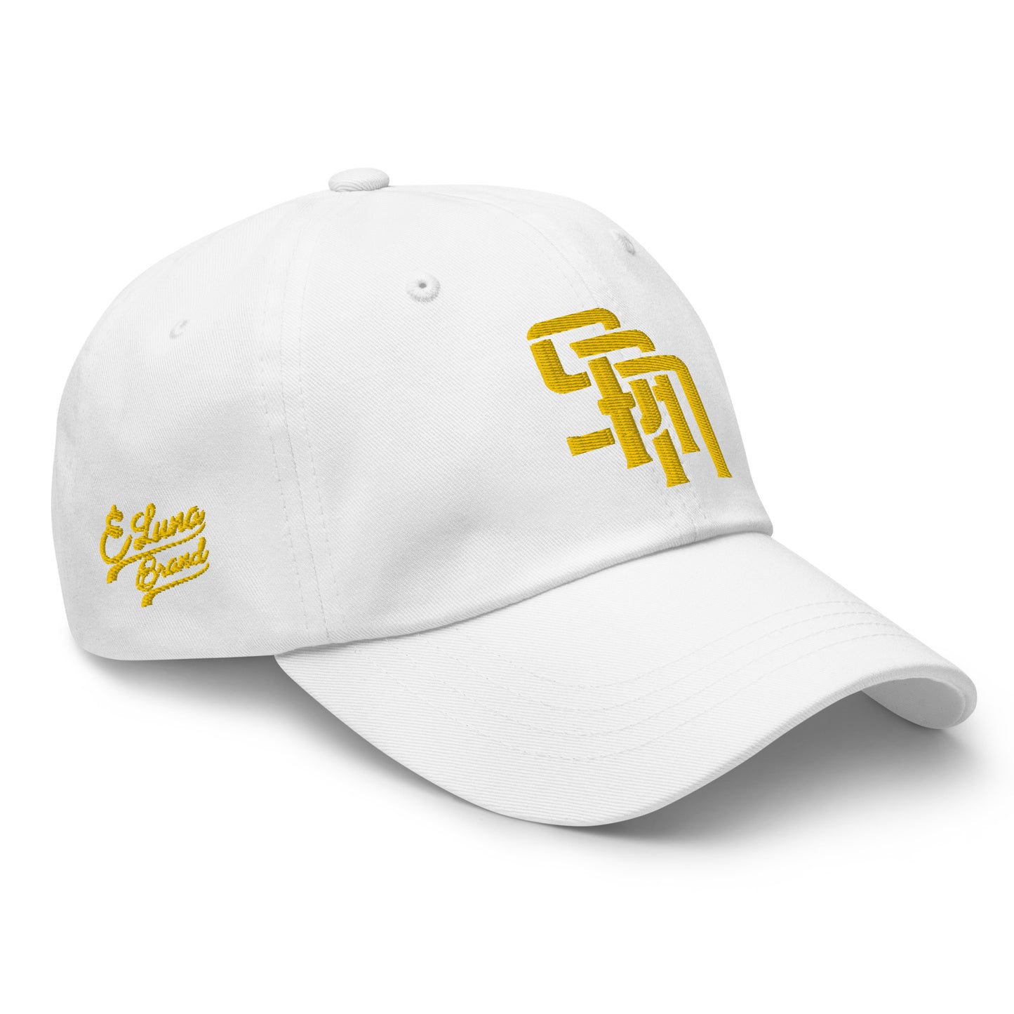 "SAN" Classic Dad Hat | Yupoong 6245CM | E Luna Brand PREMIUM Quadcrest 4 Gold Thread Logos: Front, Left, Right Signature & Back [3D Puff Edition]