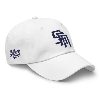 "SAN" Classic Dad Hat | Yupoong 6245CM | E Luna Brand PREMIUM Quadcrest 4 Navy Thread Logos: Front, Left, Right Signature & Back [3D Puff Edition]