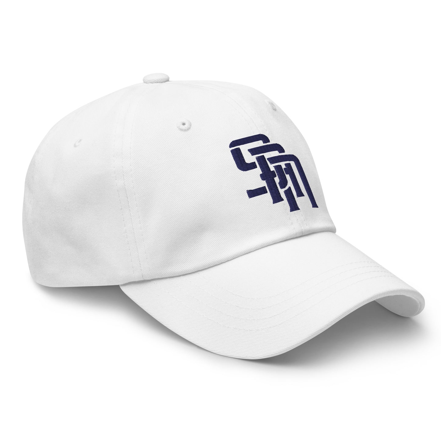 "SAN" Classic Dad Hat | Yupoong 6245CM | E Luna Brand SELECT Tricrest 3 Navy Thread Logos: Front, Left & Back [3D Puff Edition]