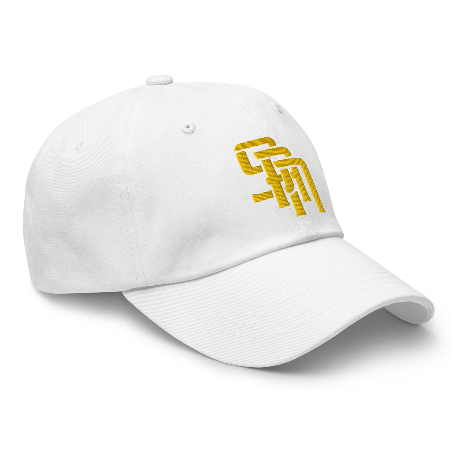 "SAN" Classic Dad Hat | Yupoong 6245CM | E Luna Brand SELECT Tricrest 3 Gold Thread Logos: Front, Left & Back [3D Puff Edition]