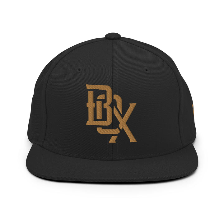 "BOX" Wool Blend Snapback | E Luna Brand ESSENTIAL | 2 Old Gold Thread Logos