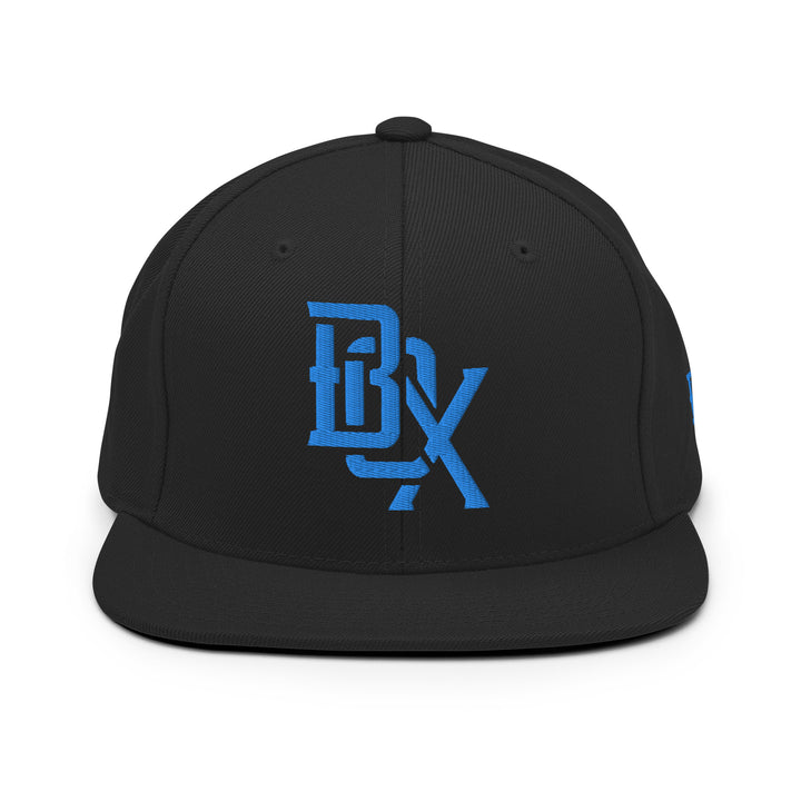 "BOX" Wool Blend Snapback | E Luna Brand ESSENTIAL | 2 Aqua/Teal Thread Logos