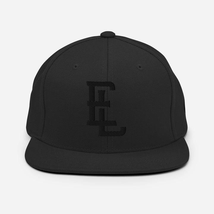 Gorra tipo "Snapback" de mezcla de lana "EL" | E Luna Brand ESSENTIAL | 2 logotipos bordados en hilo negro