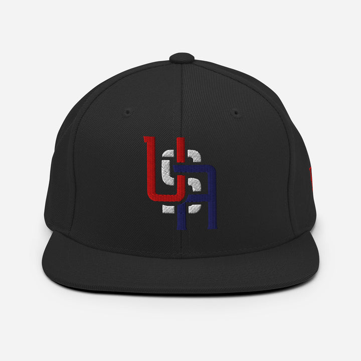 "USA" Wool Blend Snapback Hat | E Luna Brand ESSENTIAL | 2 Red, White, Blue Thread Logos