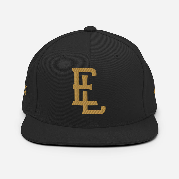 "EL" Wool Blend Snapback | E Luna Brand PREMIUM | 4 Old Gold Thread Logos | 3D Puff Edition