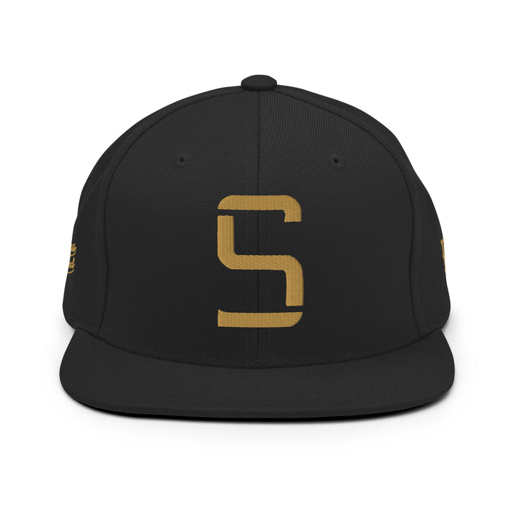 "S" Wool Blend Snapback | E Luna Brand PREMIUM | 4 Old Gold Thread Logos | 3D Puff Edition