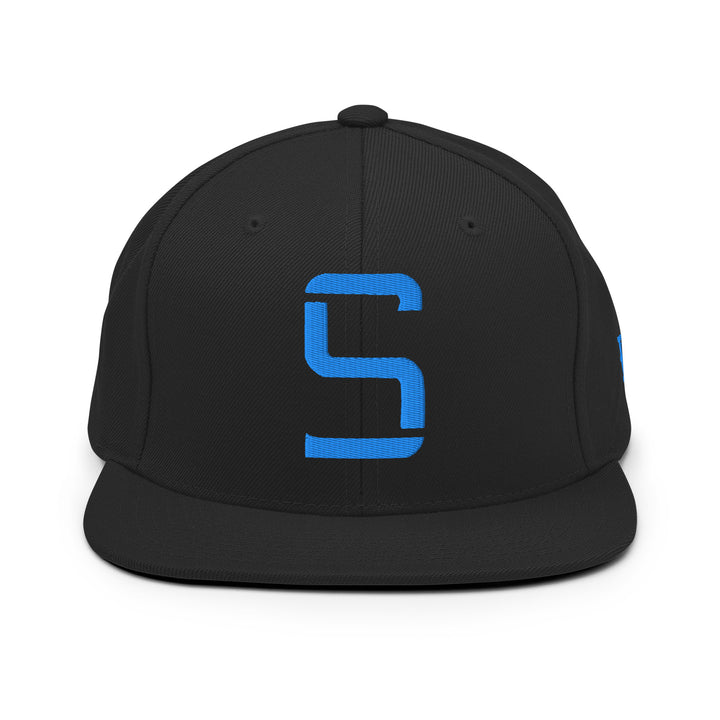 "S" Wool Blend Snapback | E Luna Brand ESSENTIAL | 2 Aqua/Teal Thread Logos | 3D Puff Edition