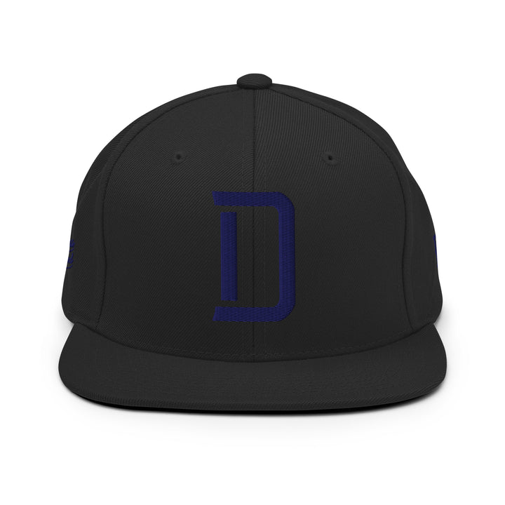 "D" Wool Blend Snapback | E Luna Brand PREMIUM | 4 Navy Thread Logos | 3D Puff Edition