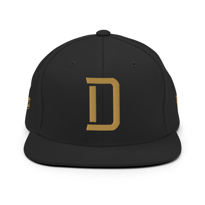 "D" Wool Blend Snapback | E Luna Brand PREMIUM | 4 Old Gold Thread Logos | 3D Puff Edition