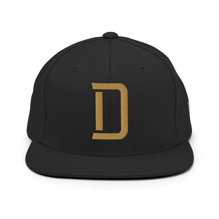 "D" Wool Blend Snapback | E Luna Brand SELECT | 3 Old Gold Thread Logos | 3D Puff Edition