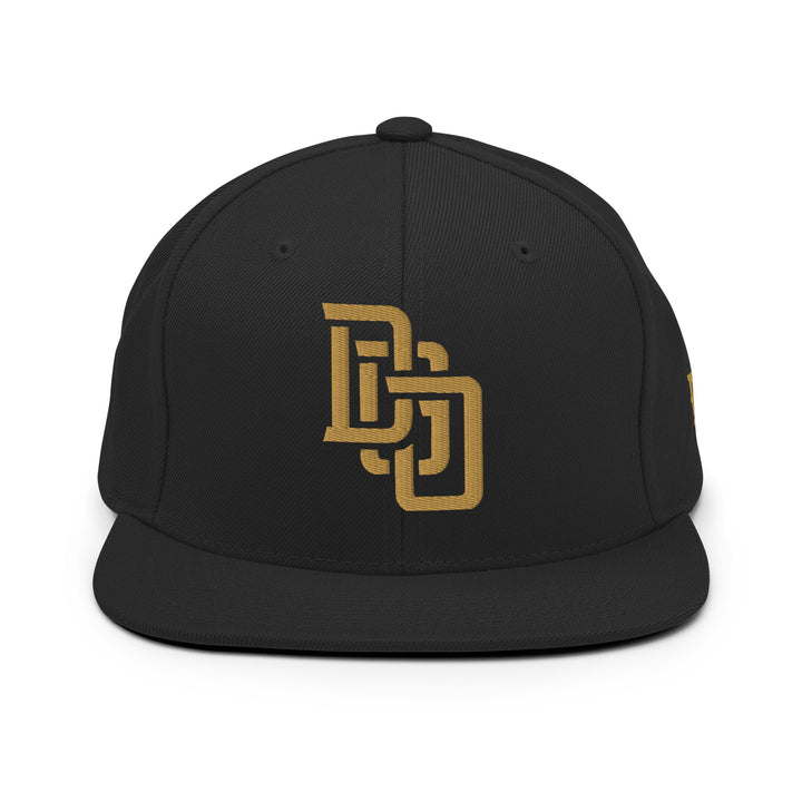 "DGO" Wool Blend Snapback | E Luna Brand ESSENTIAL | 2 Old Gold Thread Logos | 3D Puff Edition