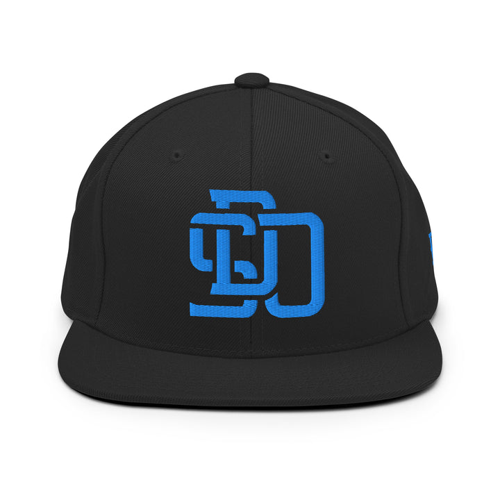 "SDO" Wool Blend Snapback | E Luna Brand ESSENTIAL | 2 Aqua/Teal Thread Logos | 3D Puff Edition