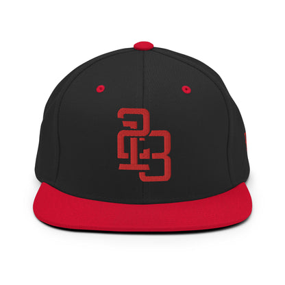 "213" Wool Blend Snapback Hat | Yupoong 6089M | E Luna ESSENTIAL Duocrest 2 Red Thread Front & Left Side Logos